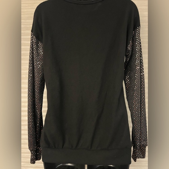 BLACK SWEATER WITH SPANGLE SHIMMER SEQUINS SIZE SMALL by TWENTY SECOND - Picture 5 of 11